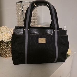 Tommy Hilfiger Black and Gray Textured Tote